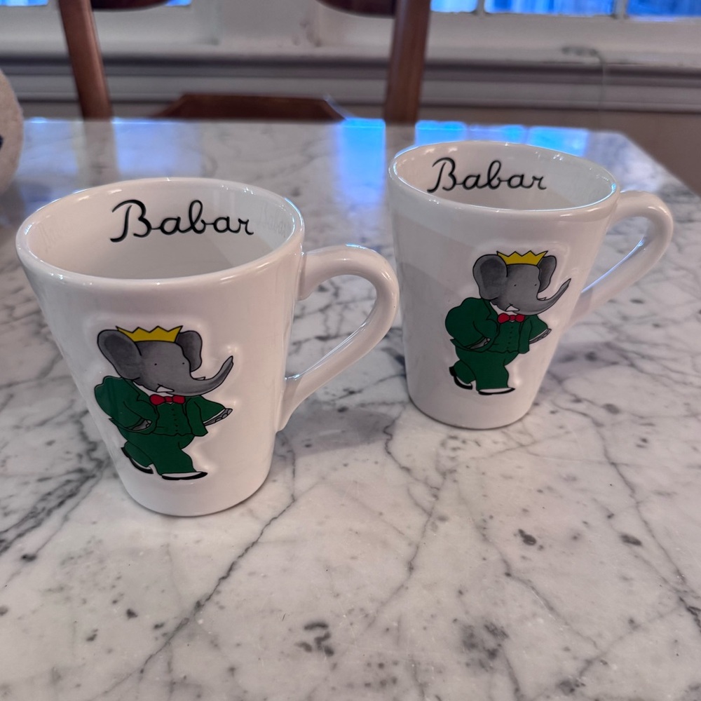 Vintage haviland Limoges Babar elephant mugs, set of two